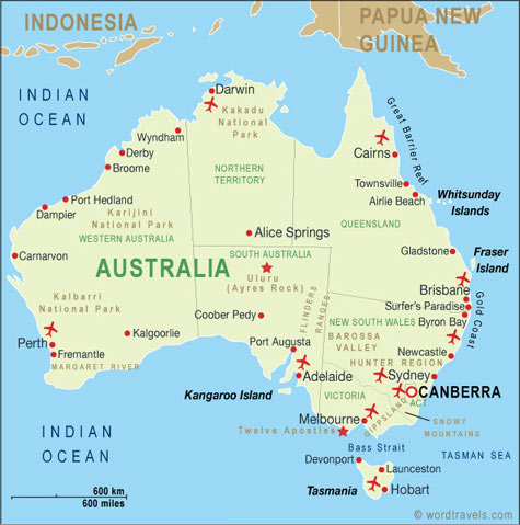 Directions  on Australia Map  Australia Travel Maps From Word Travels