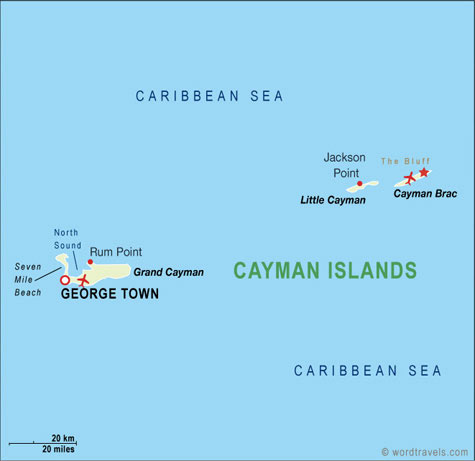 Cayman Islands Map Cayman Islands Travel Maps From Word Travels