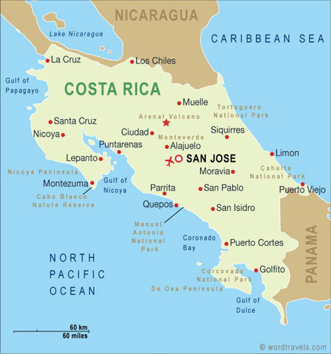 Map Of Costa Rica Airports. Costa Rica Map, Costa Rica