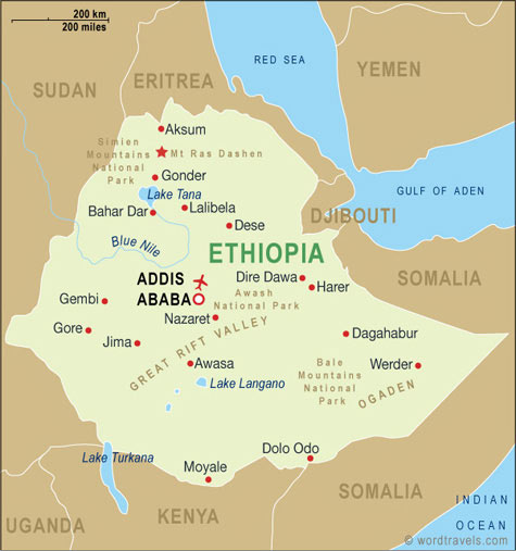 Ethiopia Map, Ethiopia Travel Maps from Word Travels