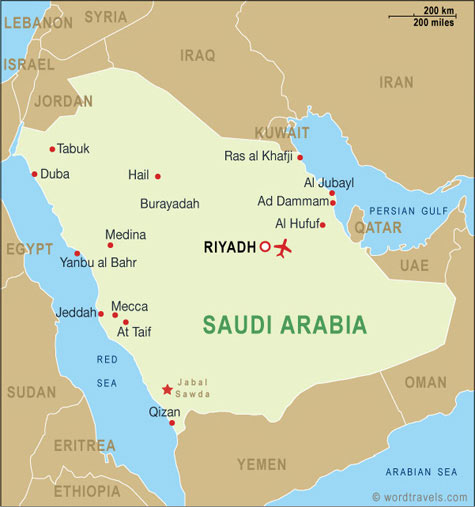 Saudi Arabia Country Map. Free use of this map: please contact us using the 