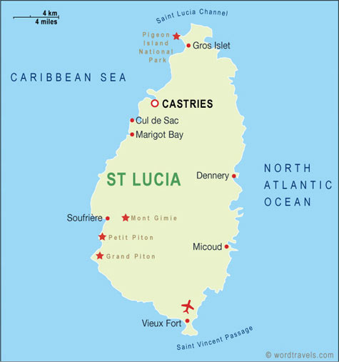 St Lucia Map St Lucia Travel Maps From Word Travels