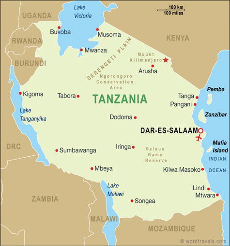 map of tanzania. Tanzania map.