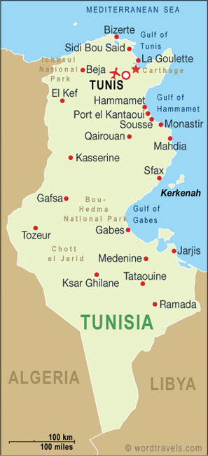 Tunisia Country Map. Free use of this map: please contact us using the link 