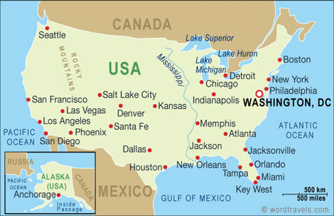 map of us cities. Driving in the USA on a