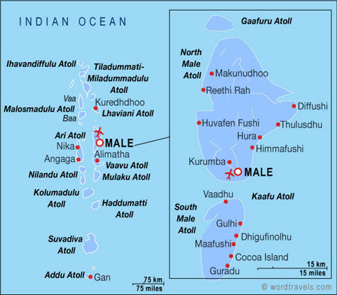 Maldives Map, Maldives Travel Maps from Word Travels